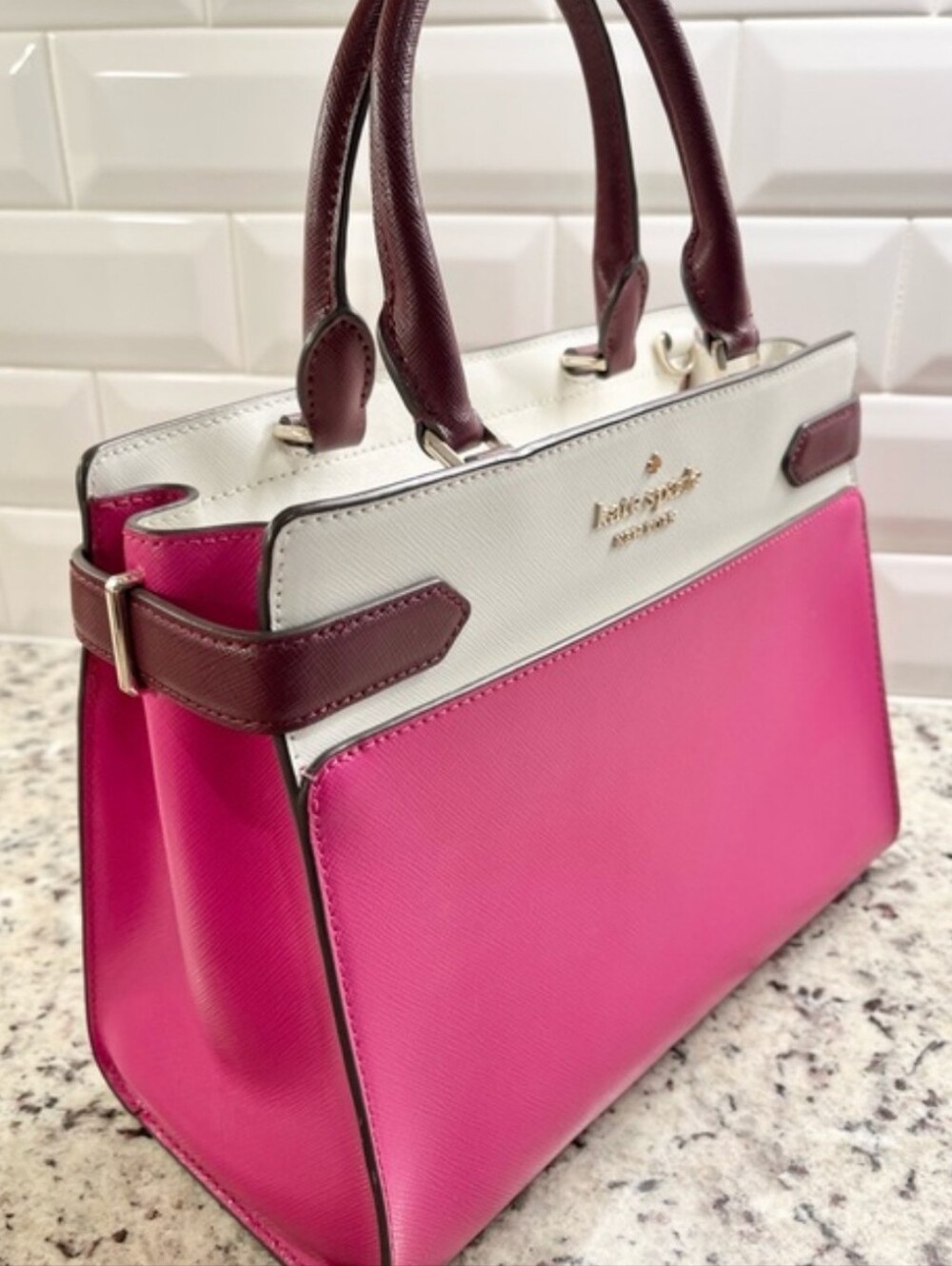Kate Spade Staci Colorblock Saffiano Leather Satchel Crossbody